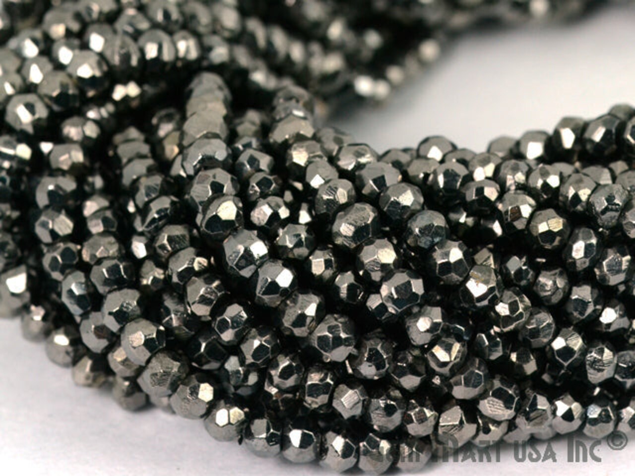 Gemstone Rondelle Bead Strands, Round Faceted, Polished Beads, Handmade Rondelle Beads, 12.5-inch, 3-4mm Round Strands for DIY Jewelry Making, GemMartUSA (70002)